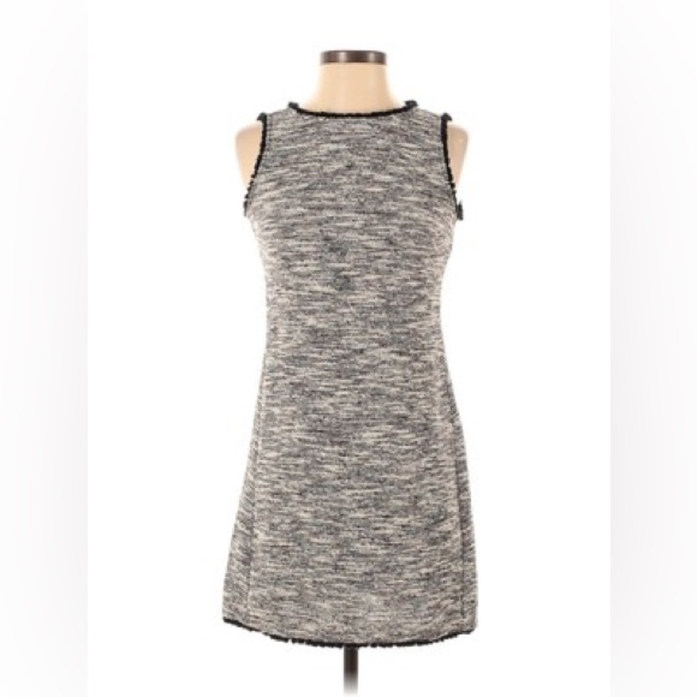 LOFT - Elegant Sleeveless Black and White Tweed Knit Dress